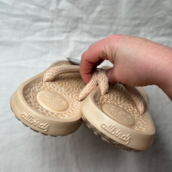 Allbirds Womens Sugar Zeffer Lux Beige Slip-On Sandals  Braided Thong Toe Straps - Picture 6 of 8